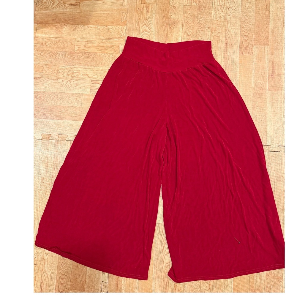 Made in Heaven Red Wide Leg Palazzo Pants Plus Size 2X High Rise Flowy Gaucho